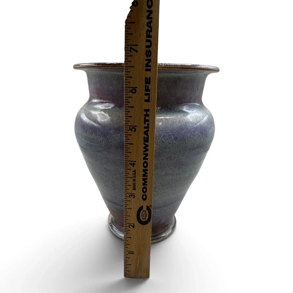 Stephen Bennett Signed Studio Pottery Vase Purple Blue Reactive Glaze 6.5